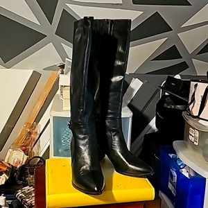 New Bond Bleecker Tall Heel Boots, Sz 7.5M, Genuine Leather, Side Zip, Ankle Cha